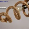 NEWDAYS brand cross-border new products: led retro industrial style hemp rope chandelier, iron art cover bar table lamp, energy-saving high-brightness decorative lighting atmosphere lamp, small chandelier lamp, lighting art lamp, Nordic style details Picture